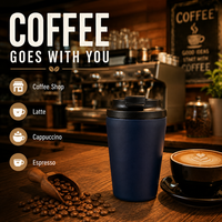 Mug à café isotherme personnalisé avec logo, 12 oz, en acier inoxydable, tasse de voyage avec couvercle rabattable anti-fuite et base en silicone