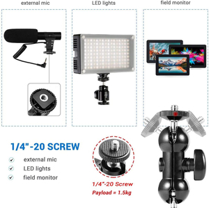 Tay Cầm Đầu Bóng Vít 1/4 Sản Xuất Tại Nhà Máy Phụ Kiện Đầu Chuyển Đổi Bóng Đôi Gắn Cho <span class=keywords><strong>Gopro</strong></span> - Product Image 4