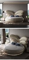 Lit rond en cuir de luxe moderne italien, forme papillon, pour chambre principale ou hôtel/salon