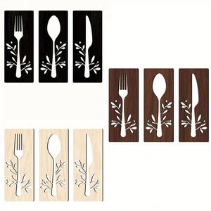 Wholesale Kitchen Utensil Wooden Wall Decor Fork Spoon Knife Art Set Thoughtful Housewarming Gift for Home Cooks, Cafe & Bistro - Product Image 1