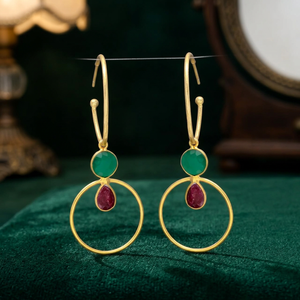 Pendientes Circulares de Aguamarina con Gancho, Chapados en Oro, Hechos a Mano, para Compromiso, Boda, Fiesta, Último Diseño - Product Image 2