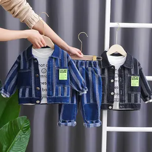 Vestiti del ragazzo del bambino 2023 primavera neonato 3 pezzi set di abbigliamento giacca di Jeans camicia di cotone Jeans per bambini ragazzo