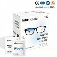 Lingettes nettoyantes écologiques anti-buée pour lentilles, 100 lingettes individuelles pré-humidifiées, format voyage, pour lunettes, sans traces