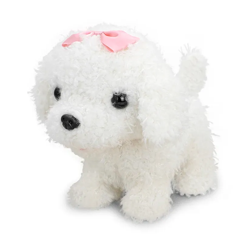 新しいユニセックスホワイトぬいぐるみテディ犬のおもちゃインタラクティブ電子ペット充填綿動物子供用インタラクティブギフト