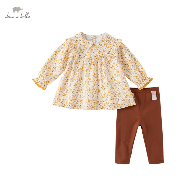 DB3222686-Conjuntos de ropa con estampado de David Bella para niñas pequeñas, ropa de otoño, trajes sólidos + Pantalones, 2 uds.