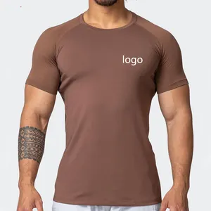 Levert Groothandel Mens Muscle Fit 100% Katoen T-shirt Compressie Gym Dragen Atletische T-shirt Italië Fabrikanten/