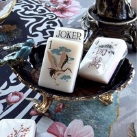 Nouvel ensemble de Mahjong en acrylique de style américain « Imperial Bloom » très populaire, avec tuiles de Mahjong pour jeux de cartes