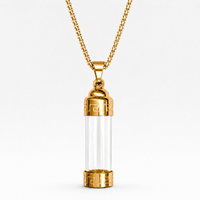 Pendentif Bouteille en Cristal Style Bohème, Bijou Esthétique Sorcière, Mini Pot à Pierres Précieuses pour Potions et Parfums