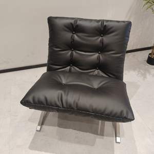 Sillón de Ocio <span class=keywords><strong>Oum</strong></span>, Estilo Nórdico de Mediados de Siglo, Estilo Wabi-Sabi Moderno, Cuero Genuino, Cómodo, Sofá Individual, Metal - Product Image 4