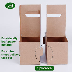 Portavasos <span class=keywords><strong>VVG</strong></span> de 2 o 4 tazas, portavasos de papel Kraft desechable para entrega, para llevar, café, leche, té, bebida, jugo - Product Image 3