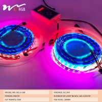 Светодиодная лента WS2811B 24В, высокая яркость, ширина 16 мм, 168 LED/м, двухрядная, 5050RGB IC, полноцветная, IP20, Ra85, USB, с регулировкой яркости