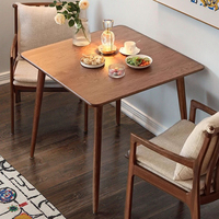 Table à manger carrée moderne Wabi-Sabi en bois de noyer massif pour petite maison appartement salle à manger japonaise balcon café salon