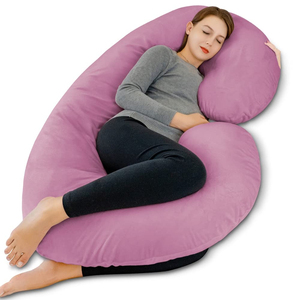 Almohada de Embarazo <span class=keywords><strong>Magenta</strong></span> con Funda de Terciopelo, Almohada Corporal de Maternidad en Forma de C para Dormir de Lado - Product Image 1