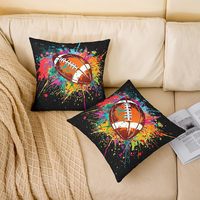 Housse de coussin moderne et artistique, taie d'oreiller en lin pour les amateurs de ballon de sport, football, basketball, rugby, adaptée à la décoration de la maison