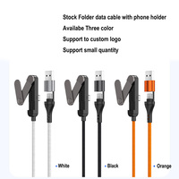 Cable 2 en 1 de 65w Tipo C a Tipo C con Soporte para Tablet, Cable de Datos PD Portátil de Carga Rápida para Soporte de Teléfono Plegable