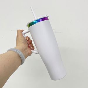 40oz rainbow Plated Travel Mug Cup with Handle 40 oz Mixed Colors Leak Proof Curved Water <b>Bottle</b> Tumbler for Laser - Product Image 3
