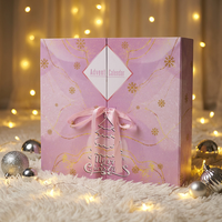 Calendrier de l'Avent de Noël à double porte magnétique 2026, boîte en papier vide à remplir pour 24 jours, emballage cadeau rose de luxe