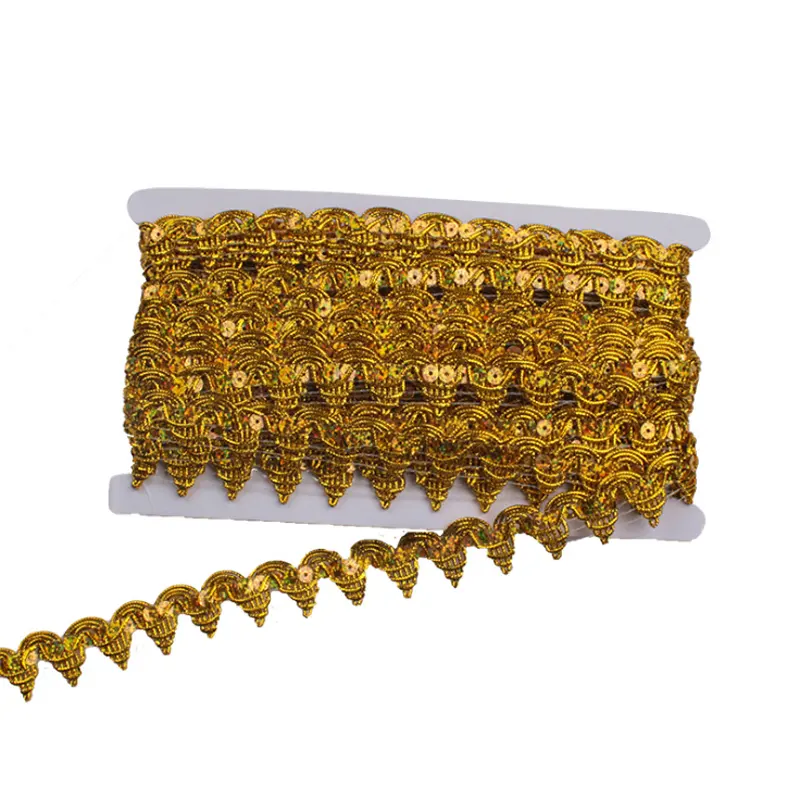 Diy Kostuum Naaien 25Mm 9 M Gevlochten Lovertjes Kant Trimmen Gouden Stof Kant Danceweware Metallic Frivolite Trim Kant