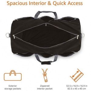 <b>Extra</b> <b>Large</b> Nylon Waterproof Duffel Bag Lightweight Foldable Black Travel Luggage with Custom <b>Printed</b> Logo and Zipper Closure - Product Image 4