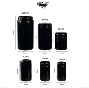 カスタムロゴ入り防臭UVガラスジャー マットブラック 100ml 丸型ガラスジャー 花のつぼみ ムーンロック包装 ガラスジャー ステッカー付き - Product Image 3