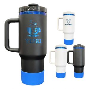 Gobelet isotherme en acier inoxydable thermolaqué bleu de 40 oz avec couvercle et paille, gravure laser pour café et sports de plein air - Product Image 2