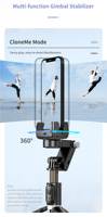 Estabilizador de cardán Rotación de 360 ° Pan Tilt Soporte para teléfono Trípode Luz de relleno Plegable Selfie Stick Estabilizadores para teléfonos inteligentes