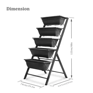 Lit de jardinière surélevé autoportant de 4 pieds, lit de jardin Vertical à rouleau surélevé avec 5 conteneurs