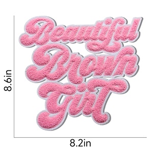 Parche de chenilla con letras de fieltro de sarga grande personalizado al por mayor con purpurina para ropa - Product Image 4