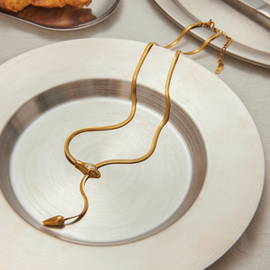 Collane di Tendenza J&D in Acciaio Inossidabile Placcato <span class=keywords><strong>Oro</strong></span> 18K con Zirconi, Esclusive Collane a Serpente da Donna - Product Image 5