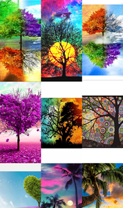 Quadro 30*40cm 'L'Albero delle Quattro Stagioni', Decorazione Moderna per la Casa, Pittura Diamante 5D con Pietre Quadrate - Product Image 2