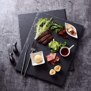 Platos de Buffet para Cena al por Mayor, Plato de Pizarra Negra Personalizado para Restaurante, Plato de Sushi de Piedra de Pizarra Negra - Product Image 2