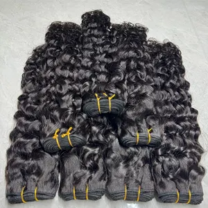 Vente en gros d'usine de cheveux indiens vietnamiens bruts, faisceaux de cheveux vierges ondulés brésiliens