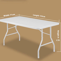 Table et chaises pliantes portables blanches en gros de 6 et 8 pieds pour événements extérieurs, repas, hôtels, barbecues, pique-niques, camping