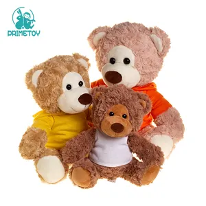 高品质廉价定制品牌标志填充软玩具毛绒泰迪熊小型泰迪熊定制红色t恤