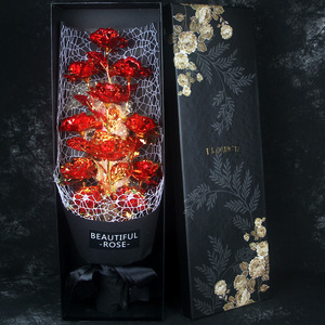 Bouquet de roses en feuille d'or couleur ciel étoilé, cadeau romantique pour petite amie, femme, amie, mère, vente en gros - Product Image 4