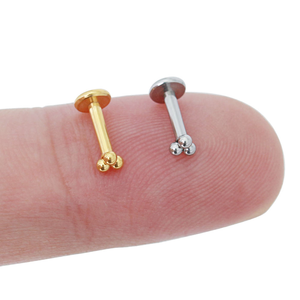 Nueva llegada <span class=keywords><strong>de</strong></span> la joyería <span class=keywords><strong>de</strong></span> moda chapado en oro <span class=keywords><strong>de</strong></span> la bola del triángulo internamente roscado Labret labio anillo <span class=keywords><strong>de</strong></span> acero inoxidable cartílago Stud pendiente - Product Image 4