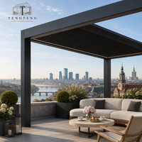 Pergola bioclimatique motorisée en aluminium imperméable avec structure thermolaquée, télécommande et résistance à la rouille pour l'extérieur