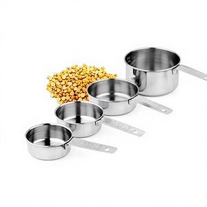 Juego de 4 Tazas Medidoras de Acero Inoxidable con Asas para Hornear y Cocinar, Utensilios de Cocina para Ingredientes Secos o Líquidos, Suministro de Fábrica - Product Image 1