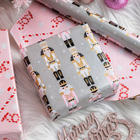 Papier d'emballage de Noël personnalisé à motif Casse-Noisette, papier d'art double face pour emballages de fêtes