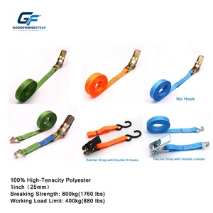 Sangles à <span class=keywords><strong>cliquet</strong></span> miniatures certifiées CE Goodfiend, prix usine, avec crochets en J, 1 pouce (25 mm) x 6 m, <span class=keywords><strong>sangle</strong></span> de fixation de cargaison en PE, 800 kg, attache à <span class=keywords><strong>cliquet</strong></span> - Product Image 2