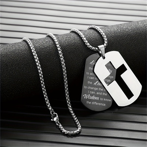 Commercio all'ingrosso in acciaio inox doppio Dog Tag Christian collana di gioielli moda bibbia versi Inspirational ciondolo collana per gli uomini - Product Image 2