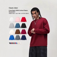 Großhandel 320G 100% Baumwolle Schwerer Rundhals-Pullover Übergroßer Einfarbiger Unisex Herbst-Sweatshirt
