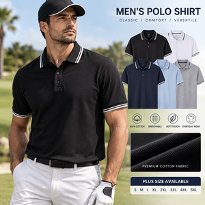 Polo pour homme 100% coton piqué, chemise de golf pour homme, taille plus, respirante, manches courtes, logo brodé personnalisé, fabricant OEM - Product Image 1