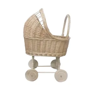Ins Keranjang Penyimpan Rotan Anak-anak, Keranjang Troli Bayi Dekorasi Bayi dengan Roda