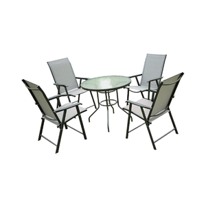 Mesa y Silla Plegables Modernas para Exteriores, Mesa de Centro de Vidrio Templado, Hierro Forjado, Impermeable, Portátil, para Patio, Cocina, Camping - Product Image 1