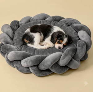 Cama Redonda Trenzada Rosa para Perro, Nido Suave para Mascotas, Desmontable y Lavable, Cama Moderna de Lujo para Cachorros para el Dormitorio - Product Image 4