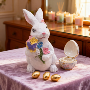 งานฝีมือเรซิ่นรูปกระต่ายสำหรับเทศกาลอีสเตอร์ รูปทรงดอกไม้ ไข่ ของตกแต่งสวนกลางแจ้ง สนามหญ้า ตกแต่งสวน รูปปั้นก็อบลิน - Product Image 1