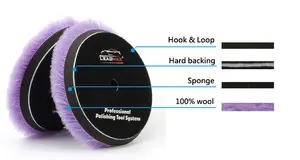 Car Polishing Wool Pad Buffing Pad Wool 6 Inches Purple Car Care Pad 6 Inch 150 Mm