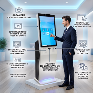 Kiosco de registro en hoteles con reconocimiento facial, autoservicio de check-in <span class=keywords><strong>y</strong></span> check-out, pantalla LCD de alta resolución <span class=keywords><strong>y</strong></span> diseño vertical. - Product Image 2