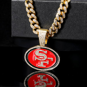 Pendentif personnalisé avec logo de l'équipe des 49ers, pendentif en argent personnalisé, chaîne à maillons, bijoux en cuivre et zircon, collier, bracelet pour hommes et femmes - Product Image 1